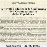 A Vivaldo Matteoni la Commenda dell'Ordine...