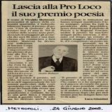 Lascia alla Pro Loco il suo premio poesia...